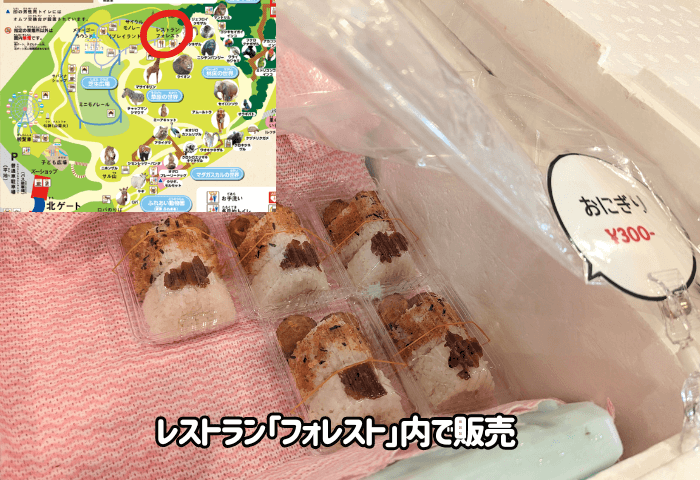 福岡県北九州市にある「到津の森公園」夜の動物園でレストラン「フォレスト」で販売されていたおにぎりの画像